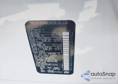 2023 Infiniti Qx50 Sport z USA, uszkodzony, nr VIN 3PCAJ5FA4PF114710